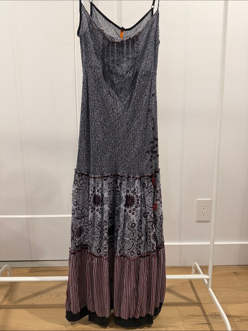 Cop.Copine Black and Gray Tiered Maxi Dress